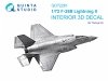 Quinta Studio QD72261 F-35B Lightning II 3D-Printed & coloured Interior on decal paper (Tamiya) 1/72